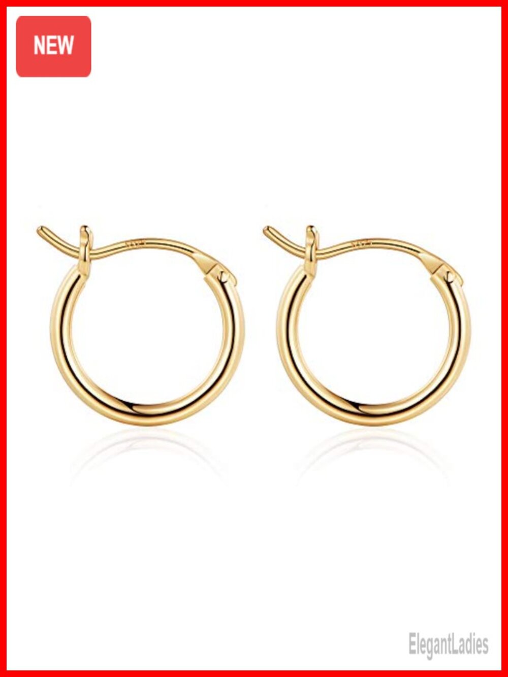 14K Gold Plated Hoop Earrings Hypoallergenic Small 13mm